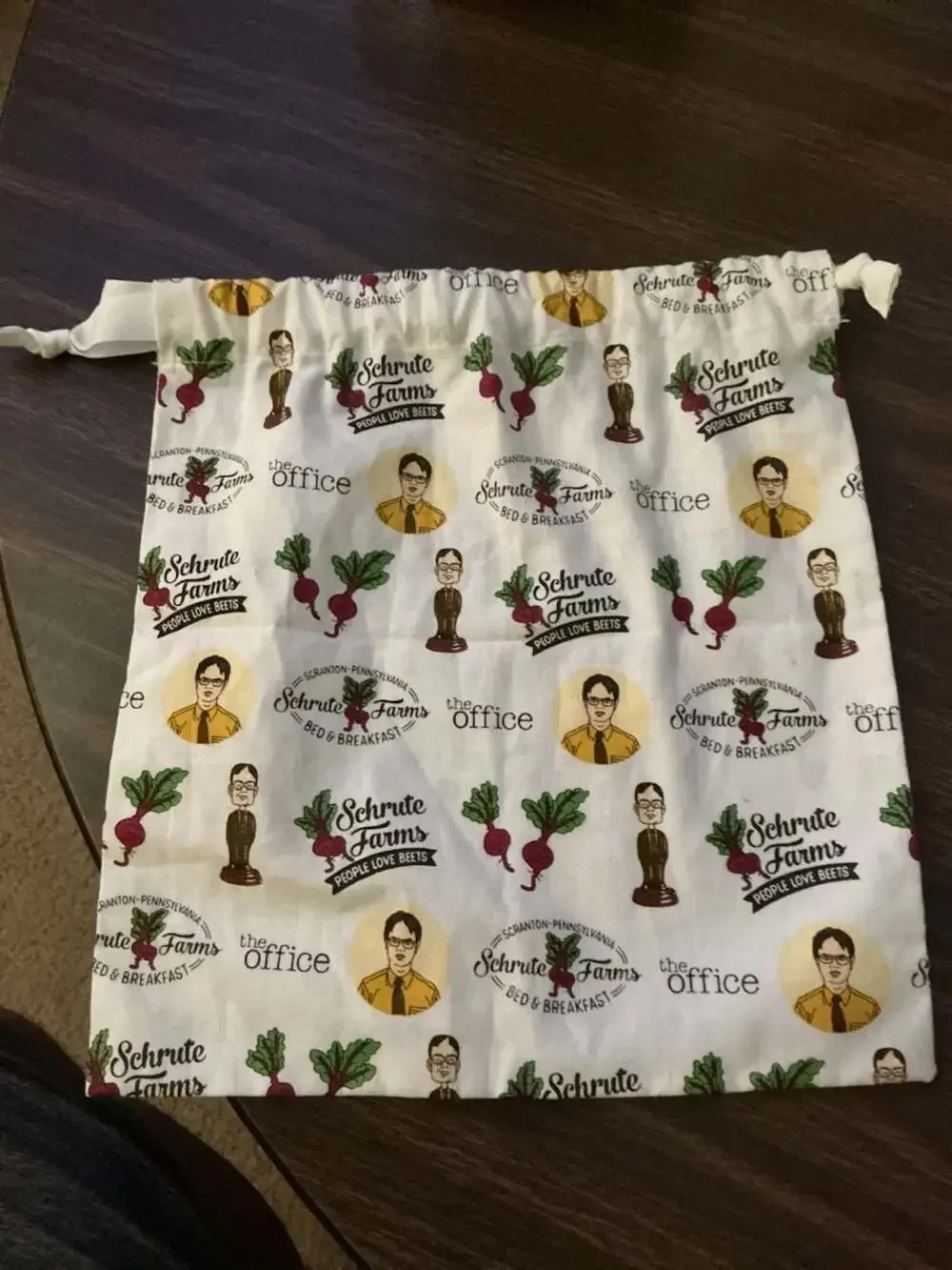 The Office Schrute Farms Cotton Fabric Drawstring Pouch/Gift Bag